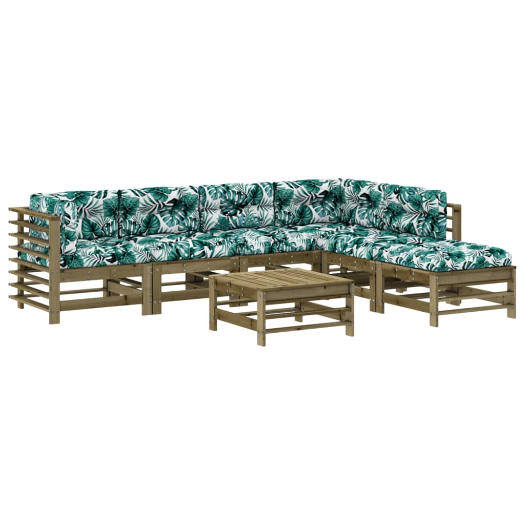 7-delige Loungeset met kussens geïmpregneerd grenenhout is nu te koop bij PeponiXL, paradijselijk wonen!