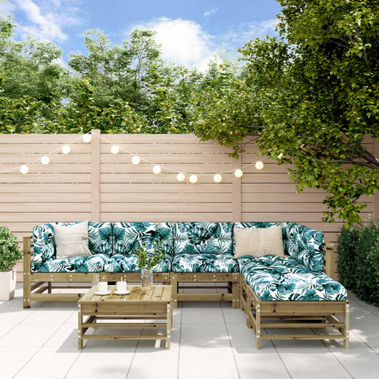 7-delige Loungeset met kussens geïmpregneerd grenenhout is nu te koop bij PeponiXL, paradijselijk wonen!