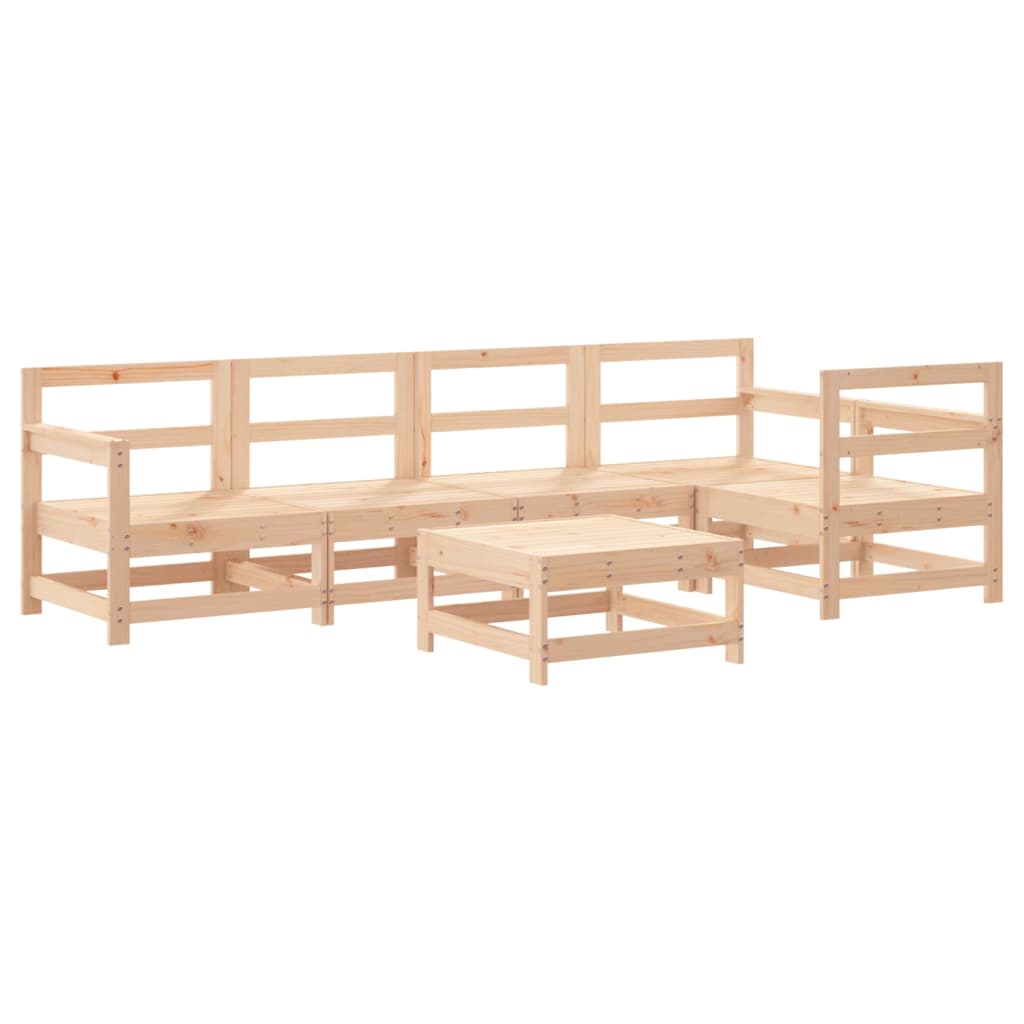 6-delige Loungeset met kussens massief hout is nu te koop bij PeponiXL, paradijselijk wonen!