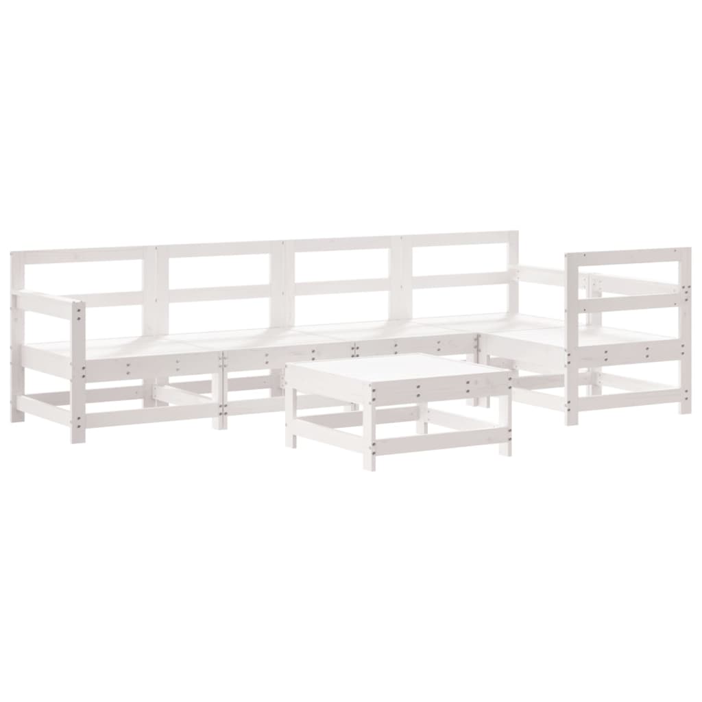 6-delige Loungeset met kussens massief hout wit is nu te koop bij PeponiXL, paradijselijk wonen!