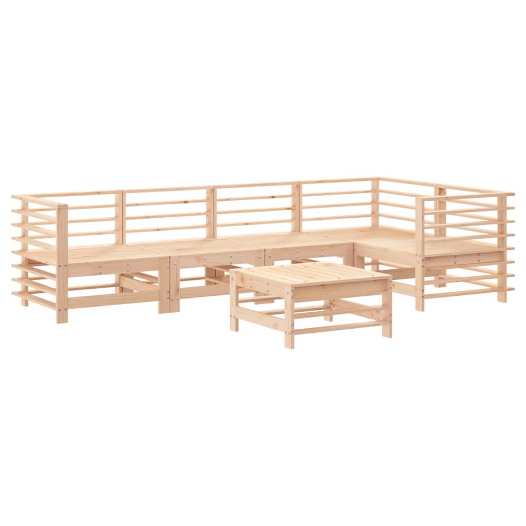 6-delige Loungeset met kussens massief hout is nu te koop bij PeponiXL, paradijselijk wonen!