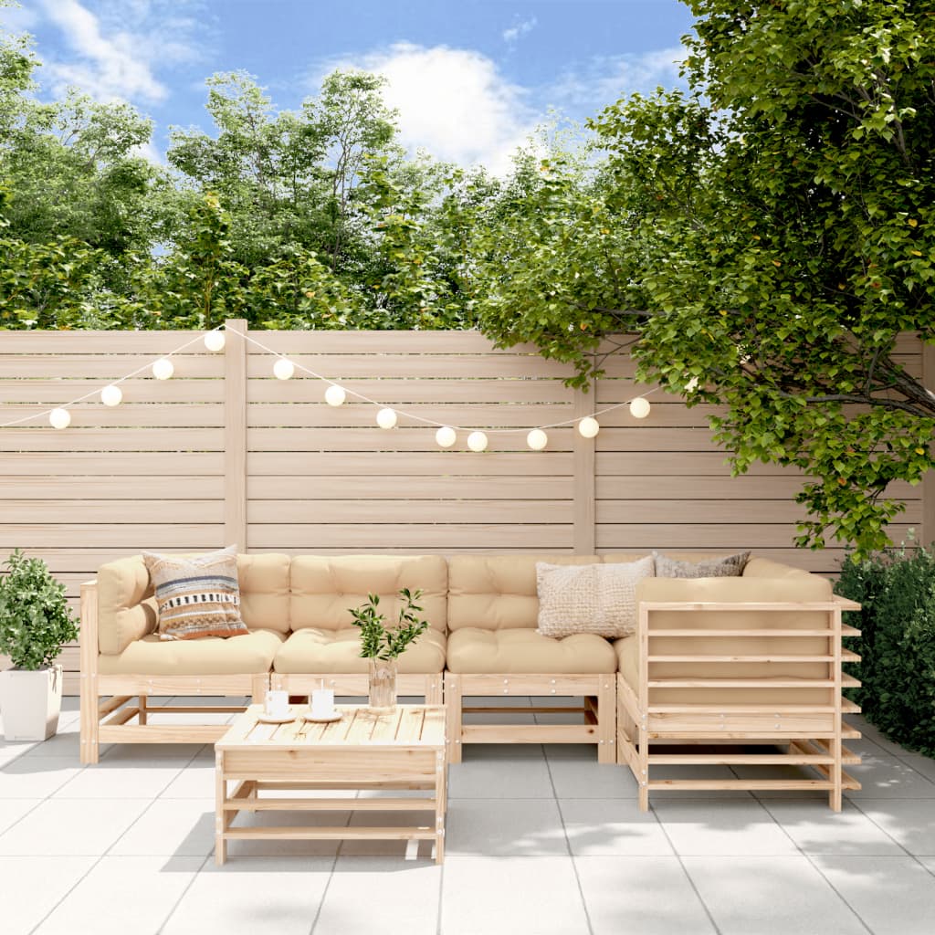 6-delige Loungeset met kussens massief hout is nu te koop bij PeponiXL, paradijselijk wonen!