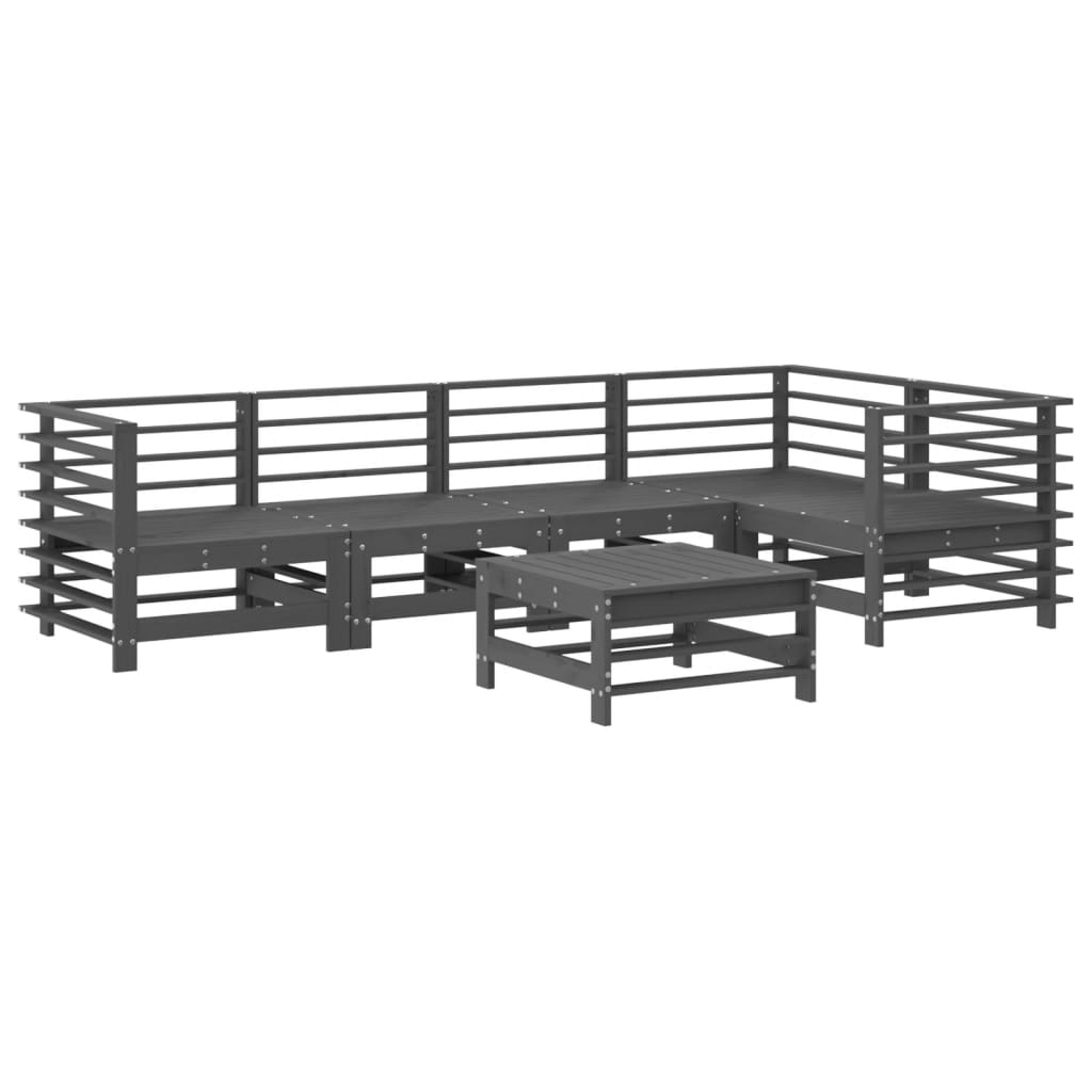 6-delige Loungeset met kussens massief hout grijs is nu te koop bij PeponiXL, paradijselijk wonen!