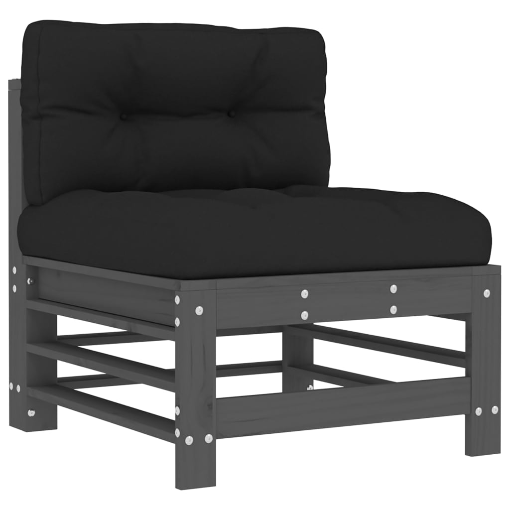 6-delige Loungeset met kussens massief hout grijs is nu te koop bij PeponiXL, paradijselijk wonen!