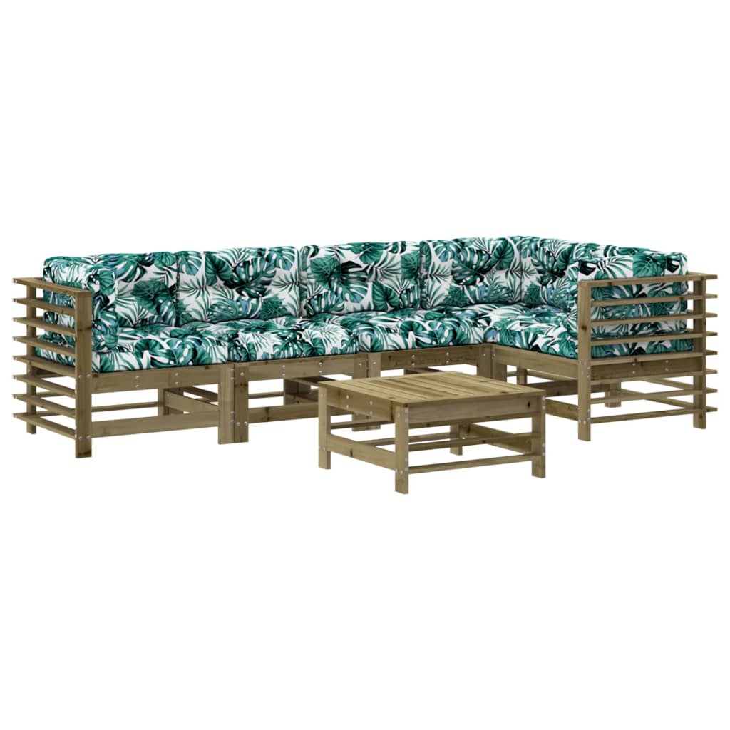 6-delige Loungeset met kussens geïmpregneerd grenenhout is nu te koop bij PeponiXL, paradijselijk wonen!