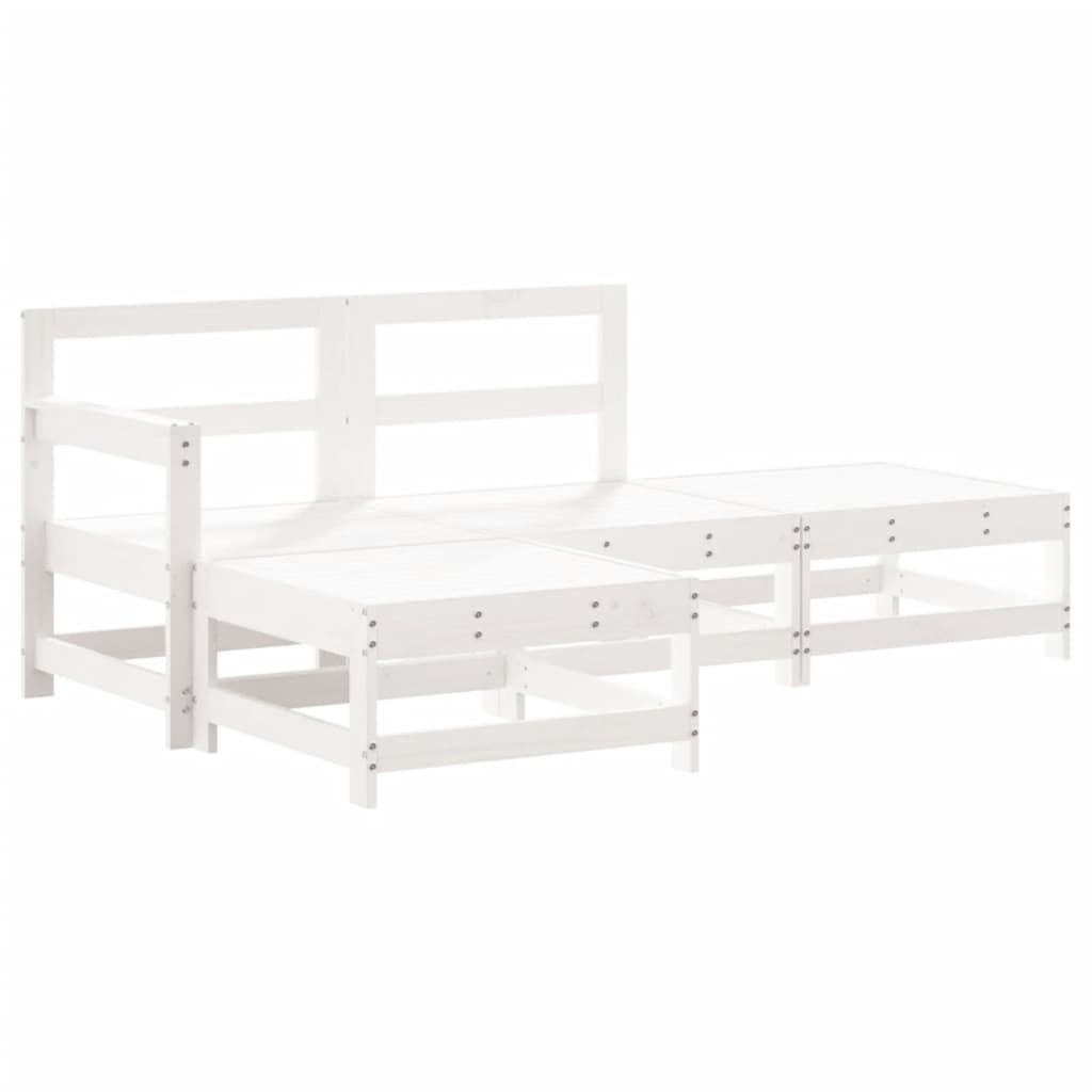 4-delige Loungeset met kussens massief hout wit is nu te koop bij PeponiXL, paradijselijk wonen!