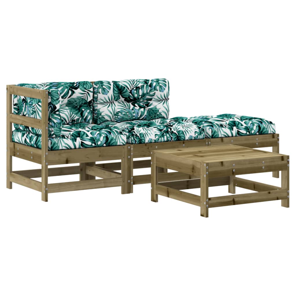 4-delige Loungeset met kussens geïmpregneerd grenenhout is nu te koop bij PeponiXL, paradijselijk wonen!
