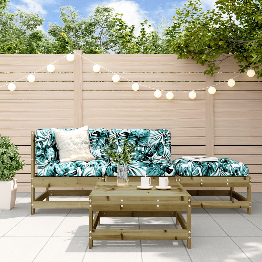 4-delige Loungeset met kussens geïmpregneerd grenenhout is nu te koop bij PeponiXL, paradijselijk wonen!