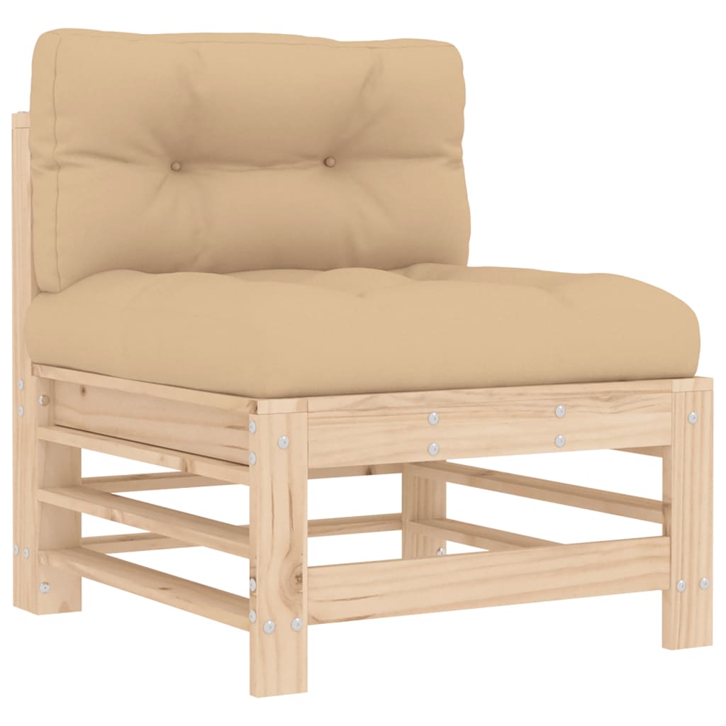 3-delige Loungeset met kussens massief hout is nu te koop bij PeponiXL, paradijselijk wonen!