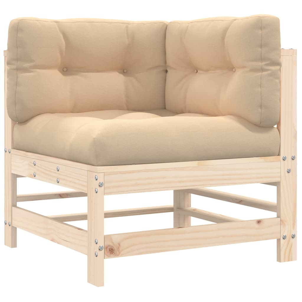 3-delige Loungeset met kussens massief hout is nu te koop bij PeponiXL, paradijselijk wonen!