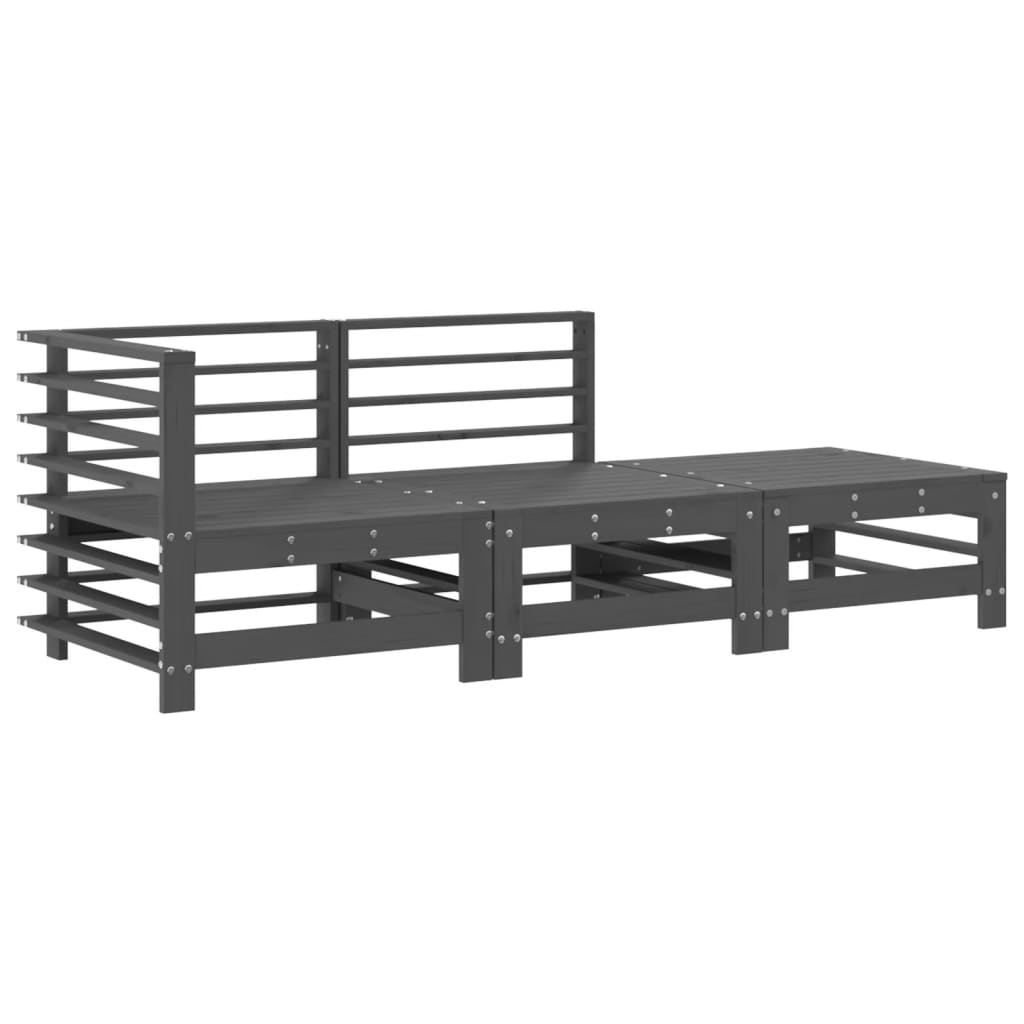 3-delige Loungeset met kussens massief hout grijs is nu te koop bij PeponiXL, paradijselijk wonen!