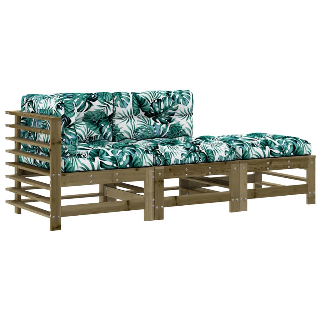 3-delige Loungeset met kussens geïmpregneerd grenenhout is nu te koop bij PeponiXL, paradijselijk wonen!