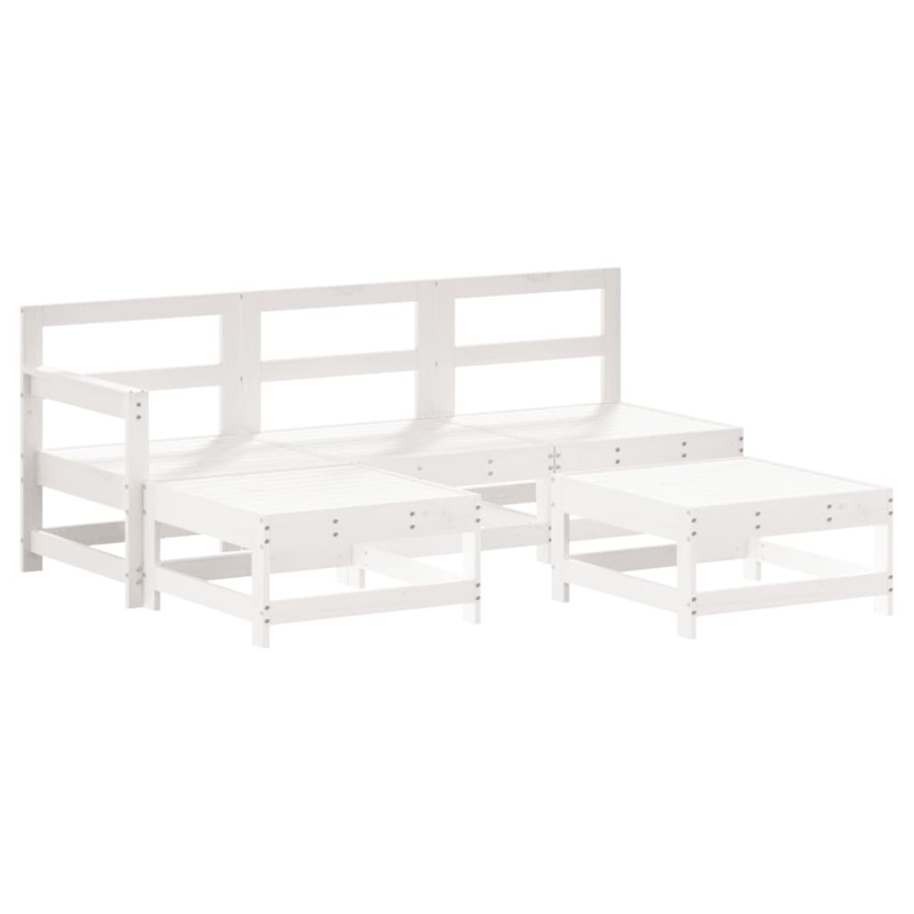 5-delige Loungeset met kussens massief hout wit is nu te koop bij PeponiXL, paradijselijk wonen!