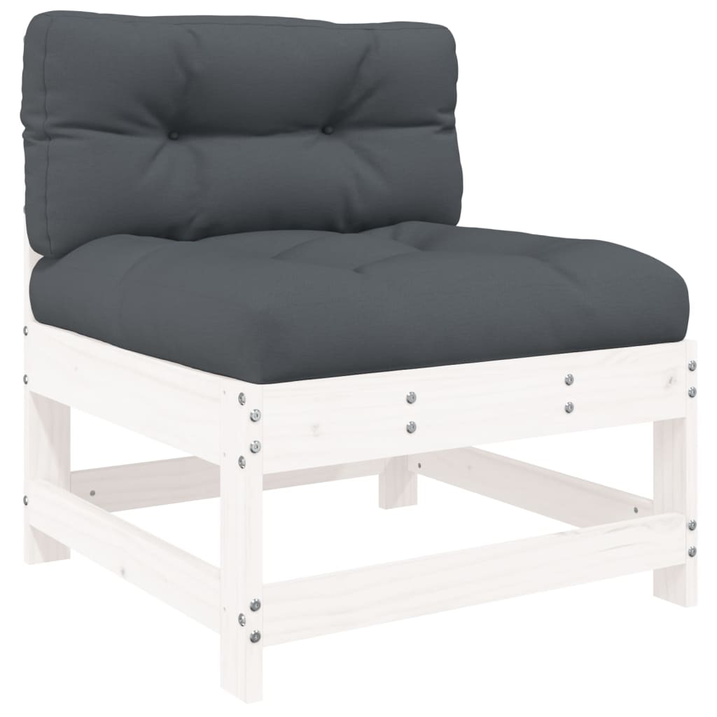 5-delige Loungeset met kussens massief hout wit is nu te koop bij PeponiXL, paradijselijk wonen!