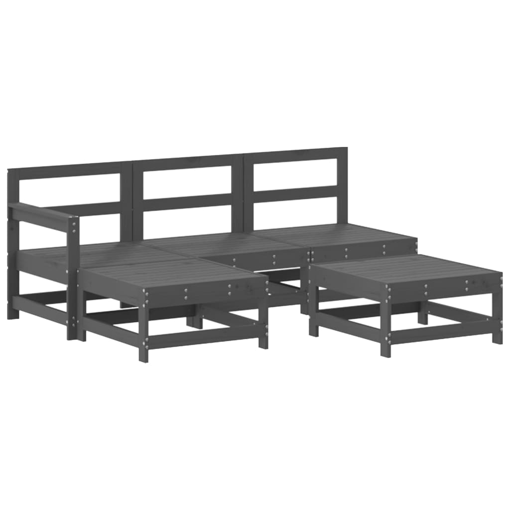 5-delige Loungeset met kussens massief hout grijs is nu te koop bij PeponiXL, paradijselijk wonen!