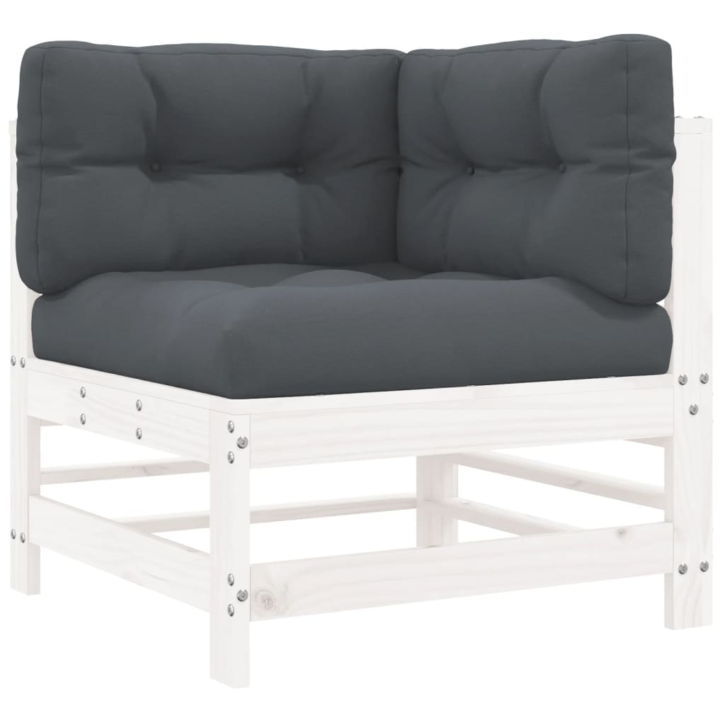 5-delige Loungeset met kussens massief hout wit is nu te koop bij PeponiXL, paradijselijk wonen!