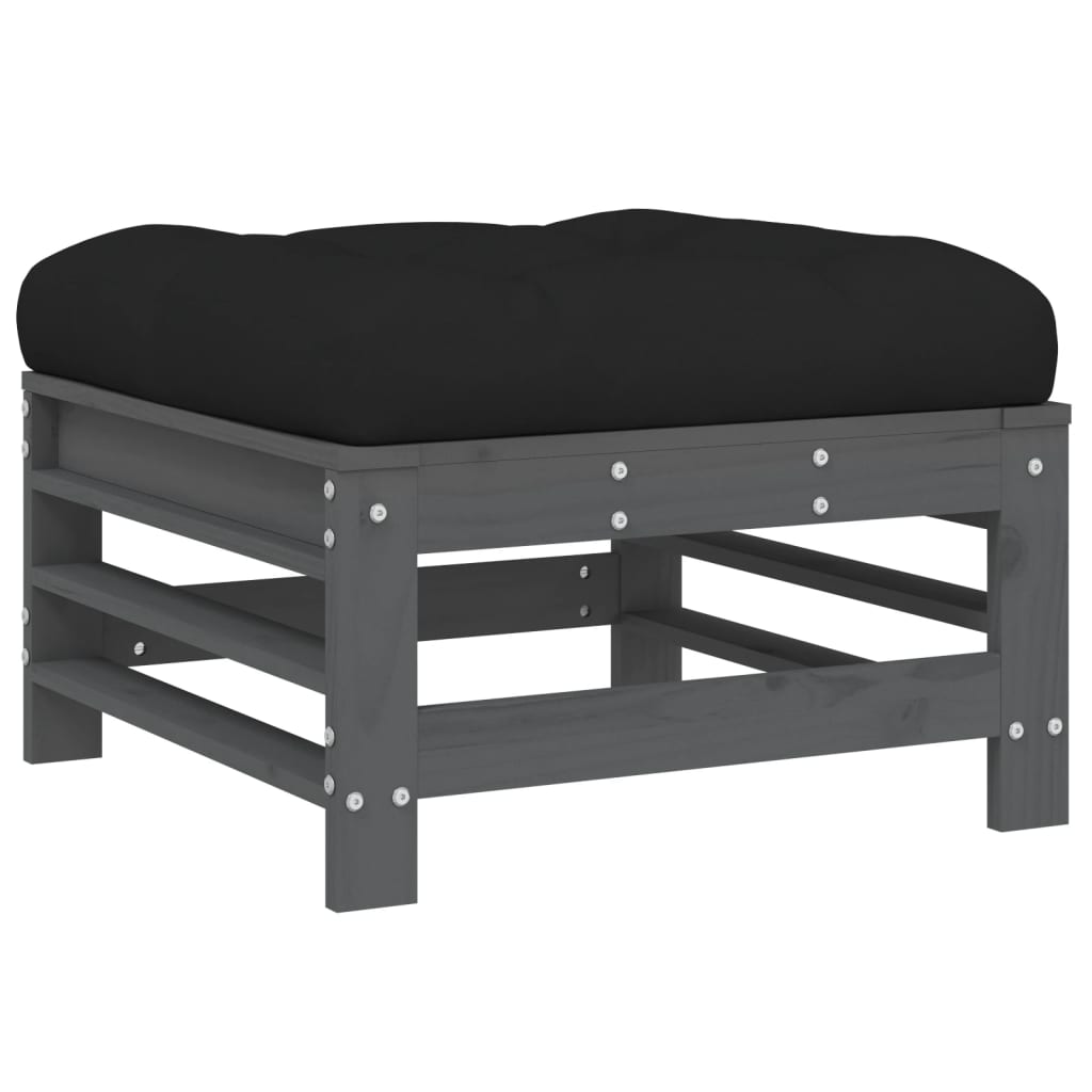 5-delige Loungeset met kussens massief hout grijs is nu te koop bij PeponiXL, paradijselijk wonen!