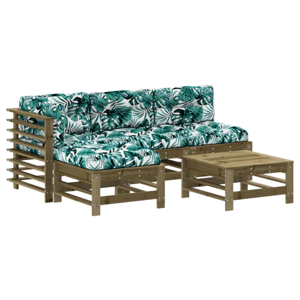 5-delige Loungeset met kussens geïmpregneerd grenenhout is nu te koop bij PeponiXL, paradijselijk wonen!