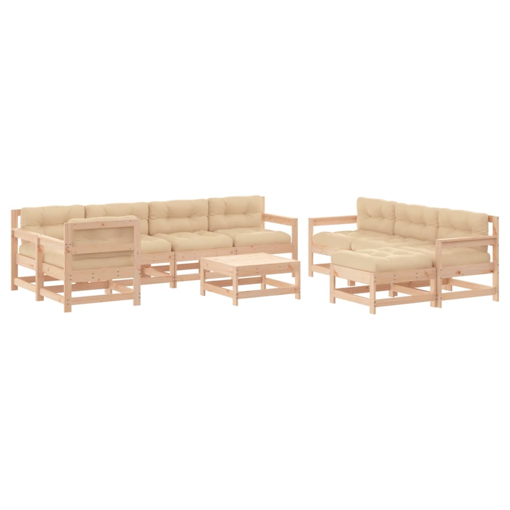 10-delige Loungeset met kussens massief hout is nu te koop bij PeponiXL, paradijselijk wonen!