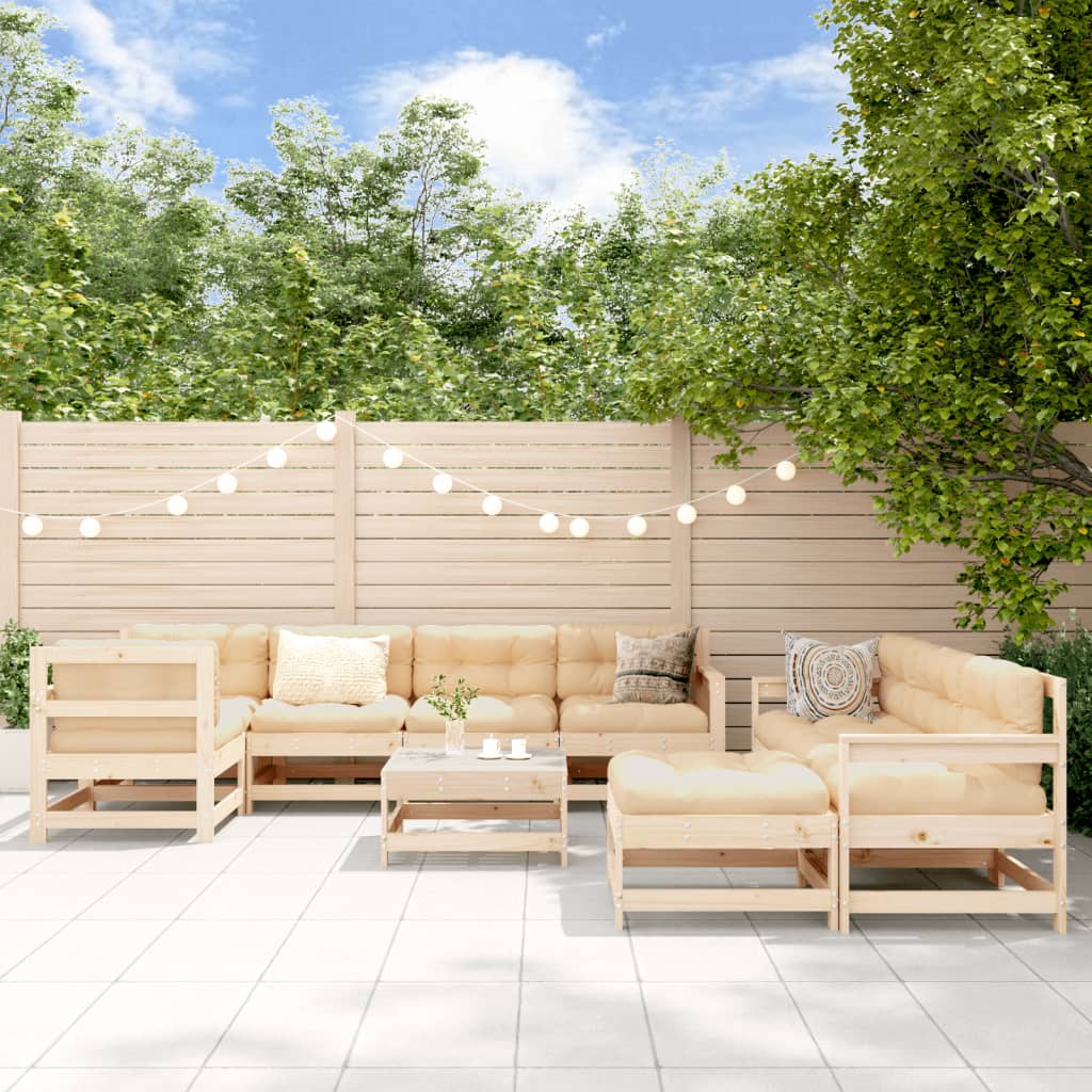 10-delige Loungeset met kussens massief hout is nu te koop bij PeponiXL, paradijselijk wonen!
