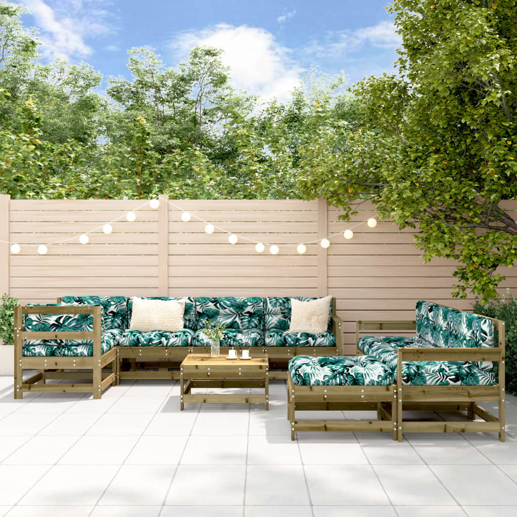10-delige Loungeset met kussens geïmpregneerd grenenhout is nu te koop bij PeponiXL, paradijselijk wonen!