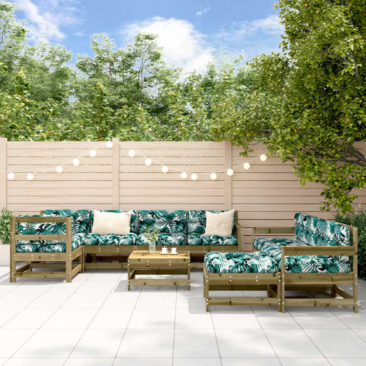 10-delige Loungeset met kussens geïmpregneerd grenenhout is nu te koop bij PeponiXL, paradijselijk wonen!