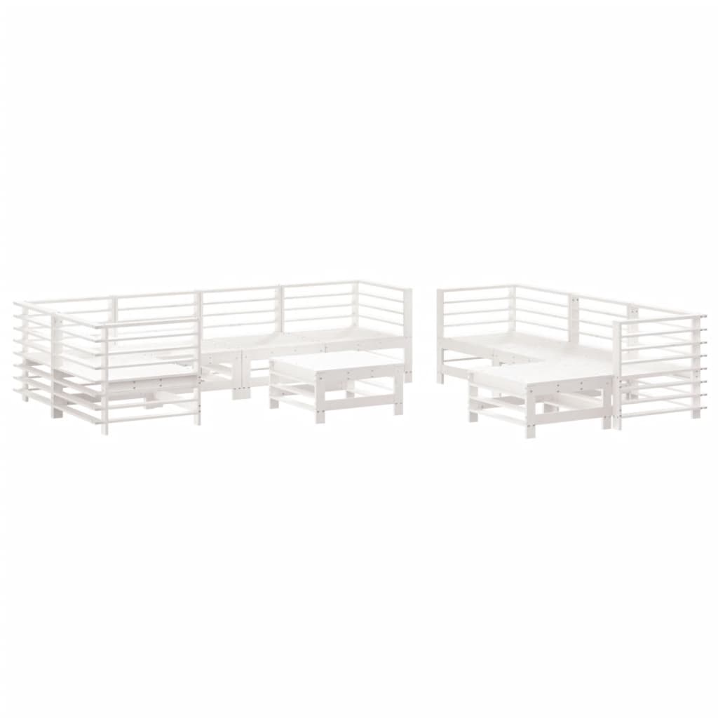 10-delige Loungeset met kussens massief hout wit is nu te koop bij PeponiXL, paradijselijk wonen!