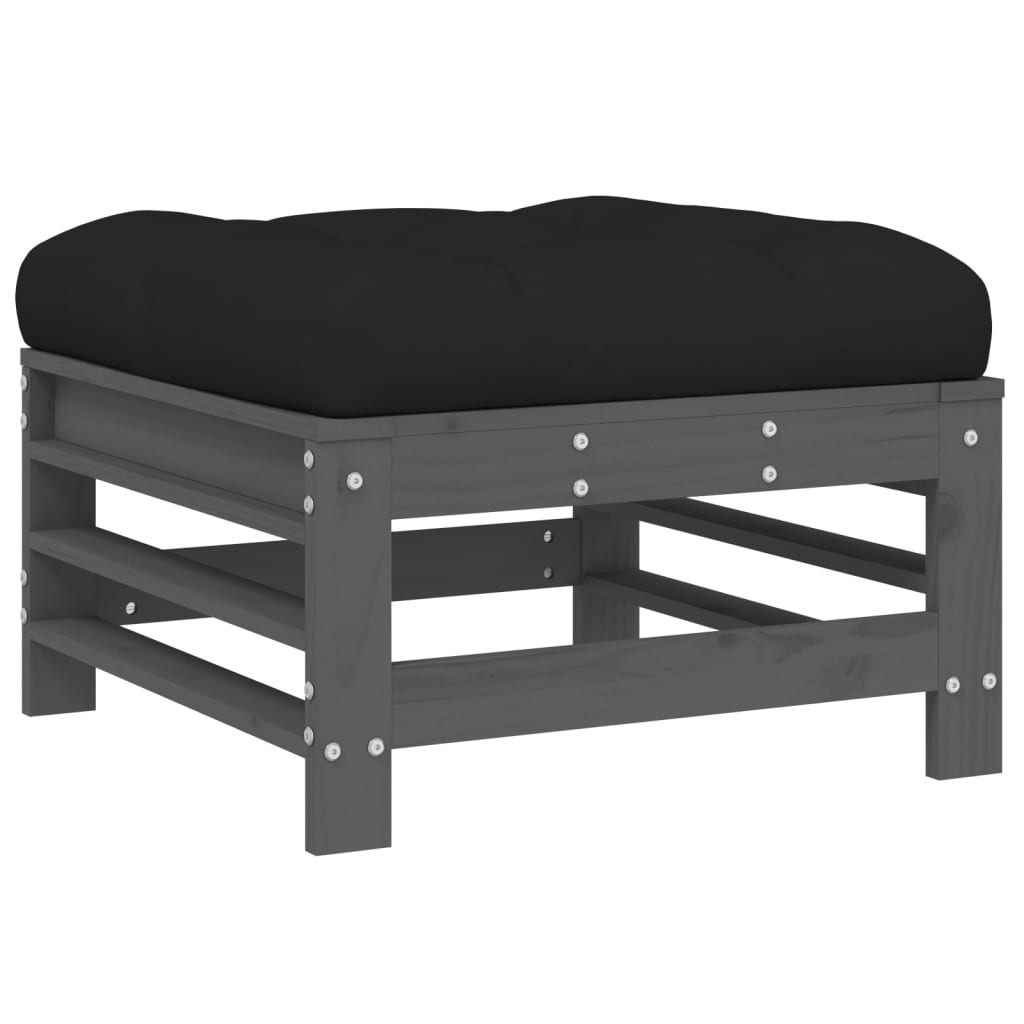 10-delige Loungeset met kussens massief hout grijs is nu te koop bij PeponiXL, paradijselijk wonen!