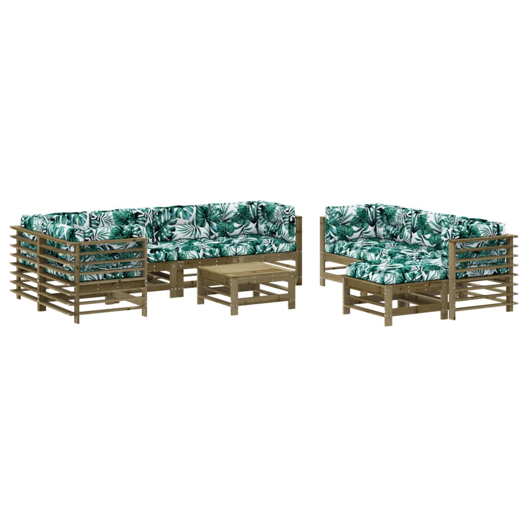 10-delige Loungeset met kussens geïmpregneerd grenenhout is nu te koop bij PeponiXL, paradijselijk wonen!