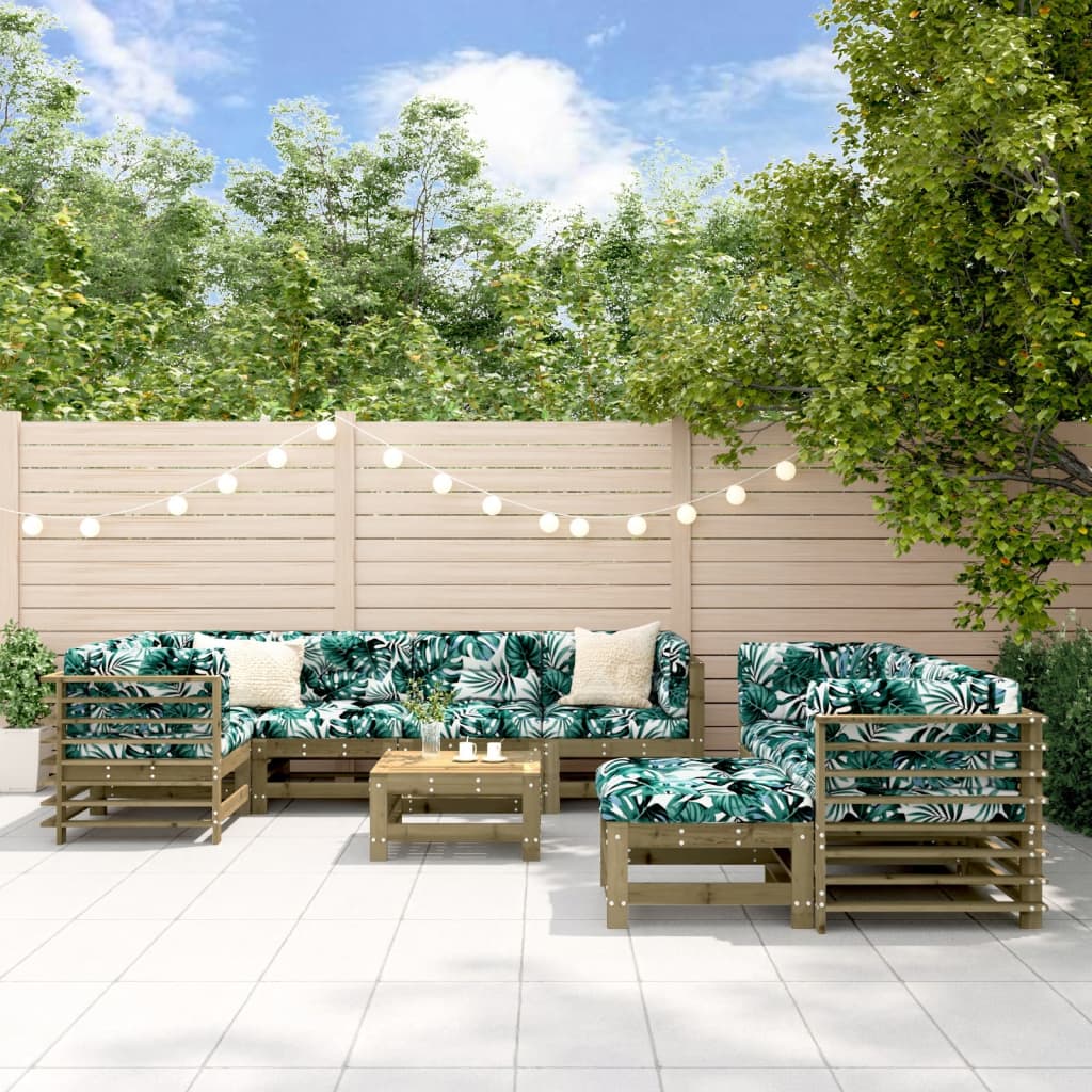 10-delige Loungeset met kussens geïmpregneerd grenenhout is nu te koop bij PeponiXL, paradijselijk wonen!