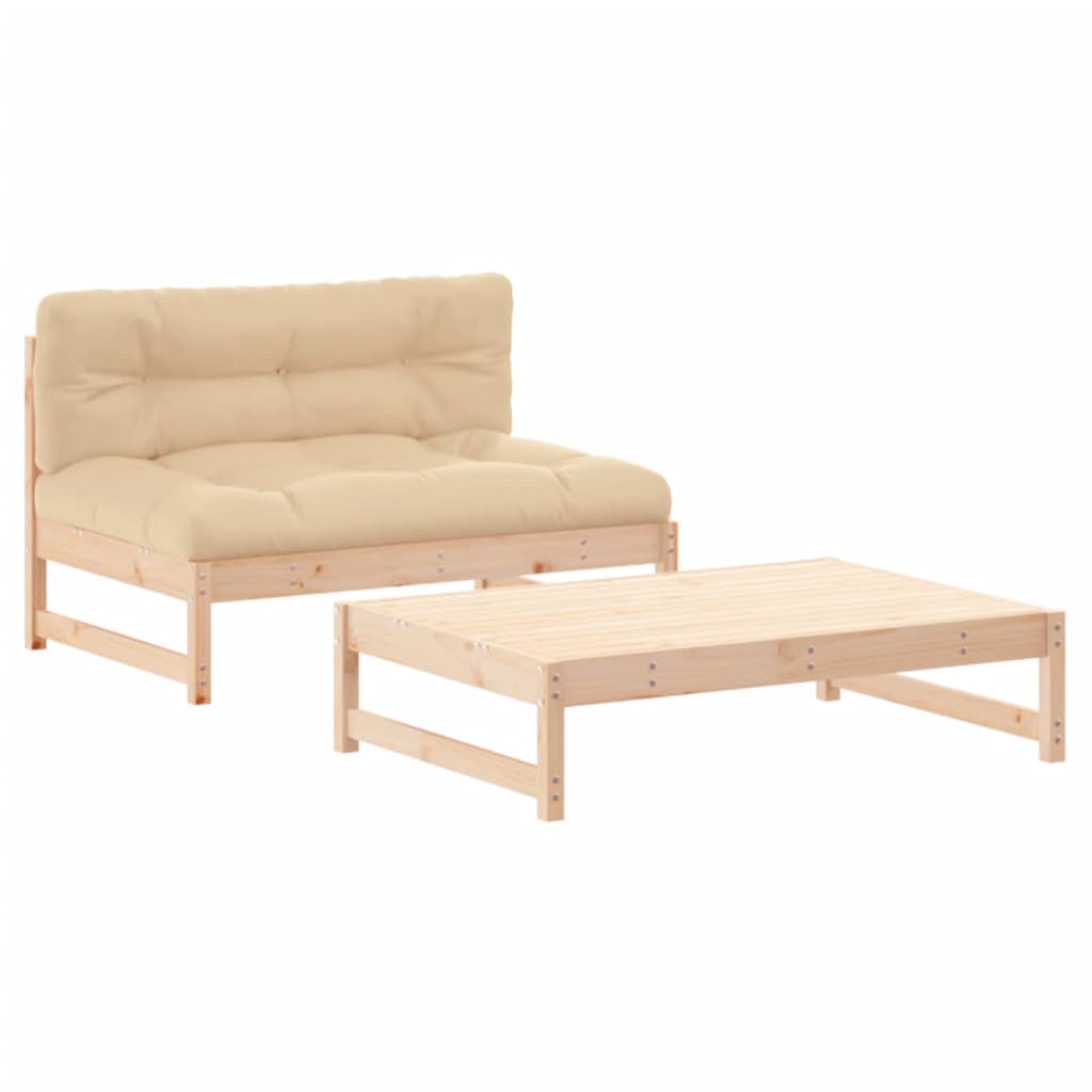 2-delige Loungeset met kussens massief grenen is nu te koop bij PeponiXL, paradijselijk wonen!