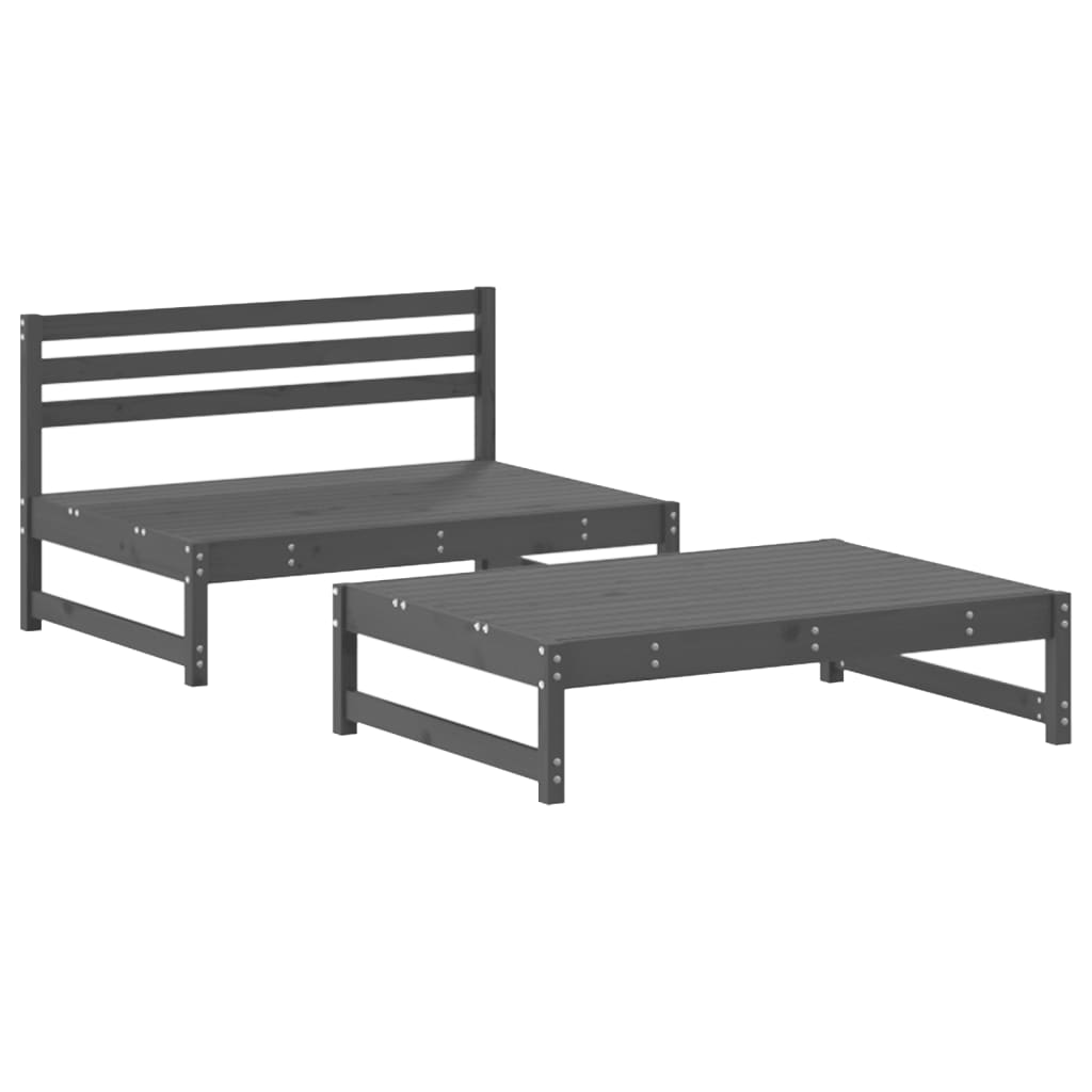 2-delige Loungeset met kussens massief hout grijs is nu te koop bij PeponiXL, paradijselijk wonen!