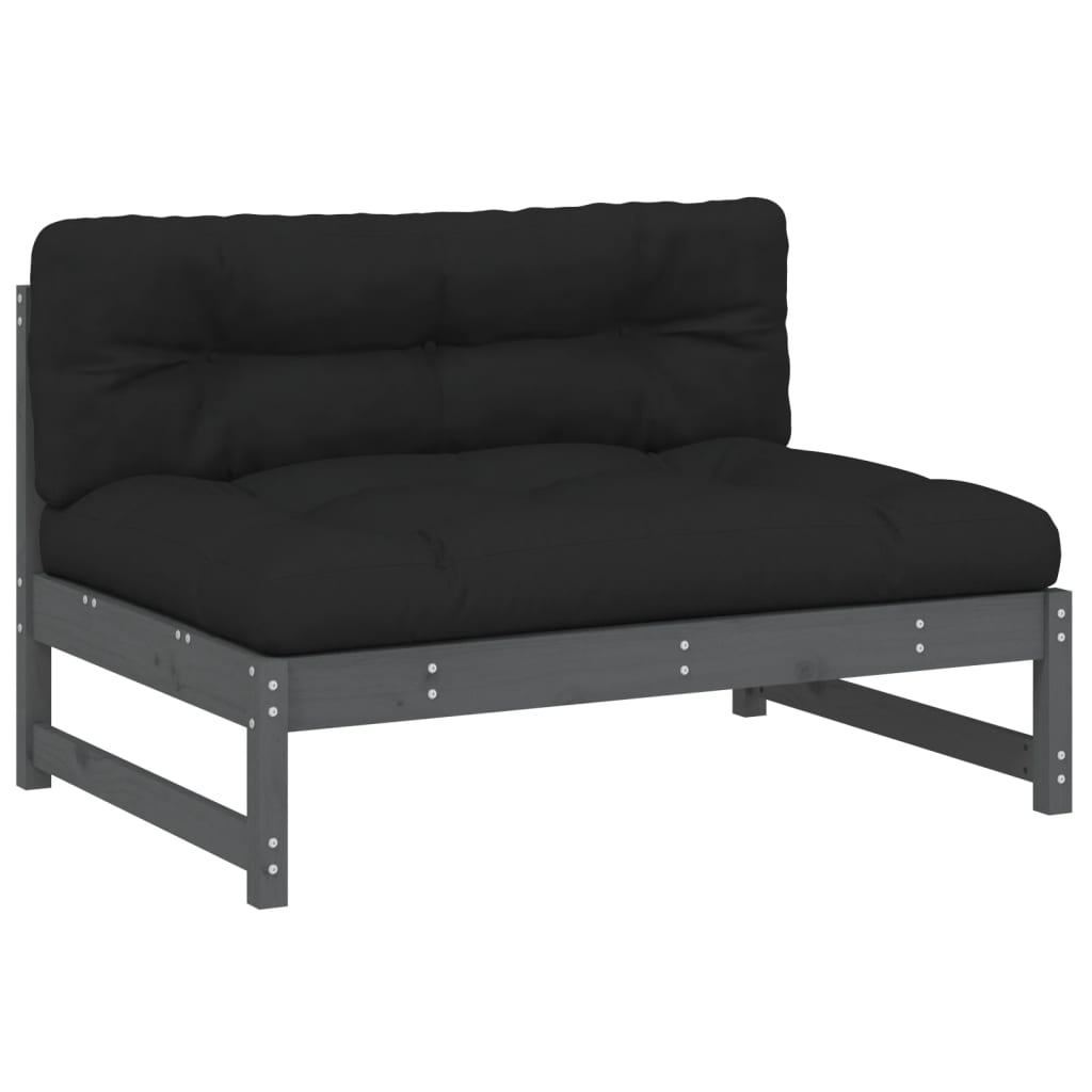 2-delige Loungeset met kussens massief hout grijs is nu te koop bij PeponiXL, paradijselijk wonen!