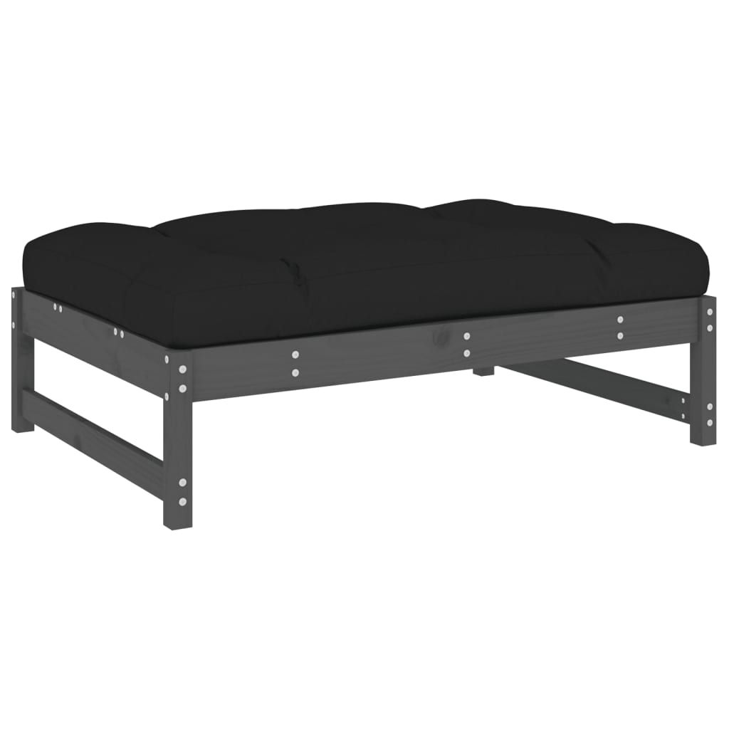 2-delige Loungeset met kussens massief hout grijs is nu te koop bij PeponiXL, paradijselijk wonen!