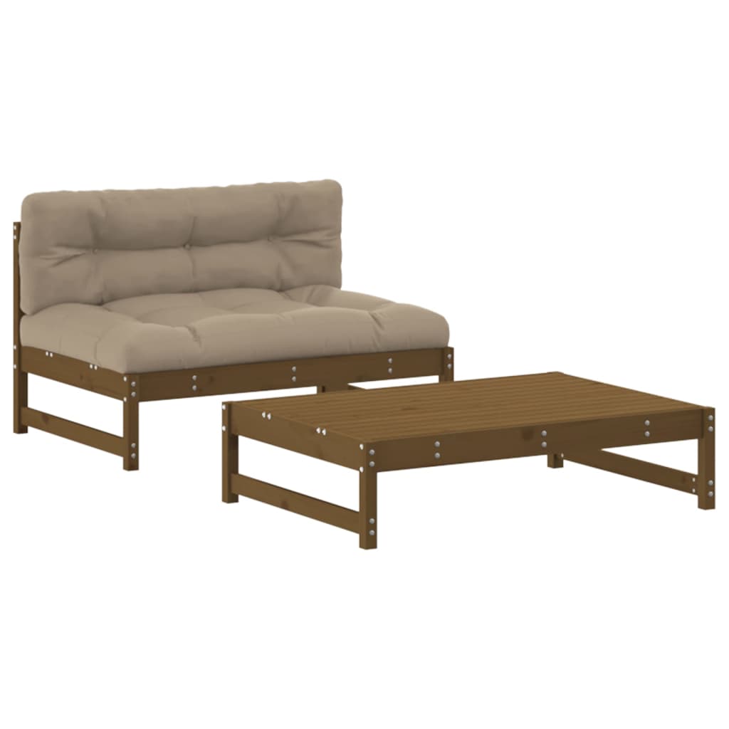 2-delige Loungeset met kussens massief hout honingbruin is nu te koop bij PeponiXL, paradijselijk wonen!