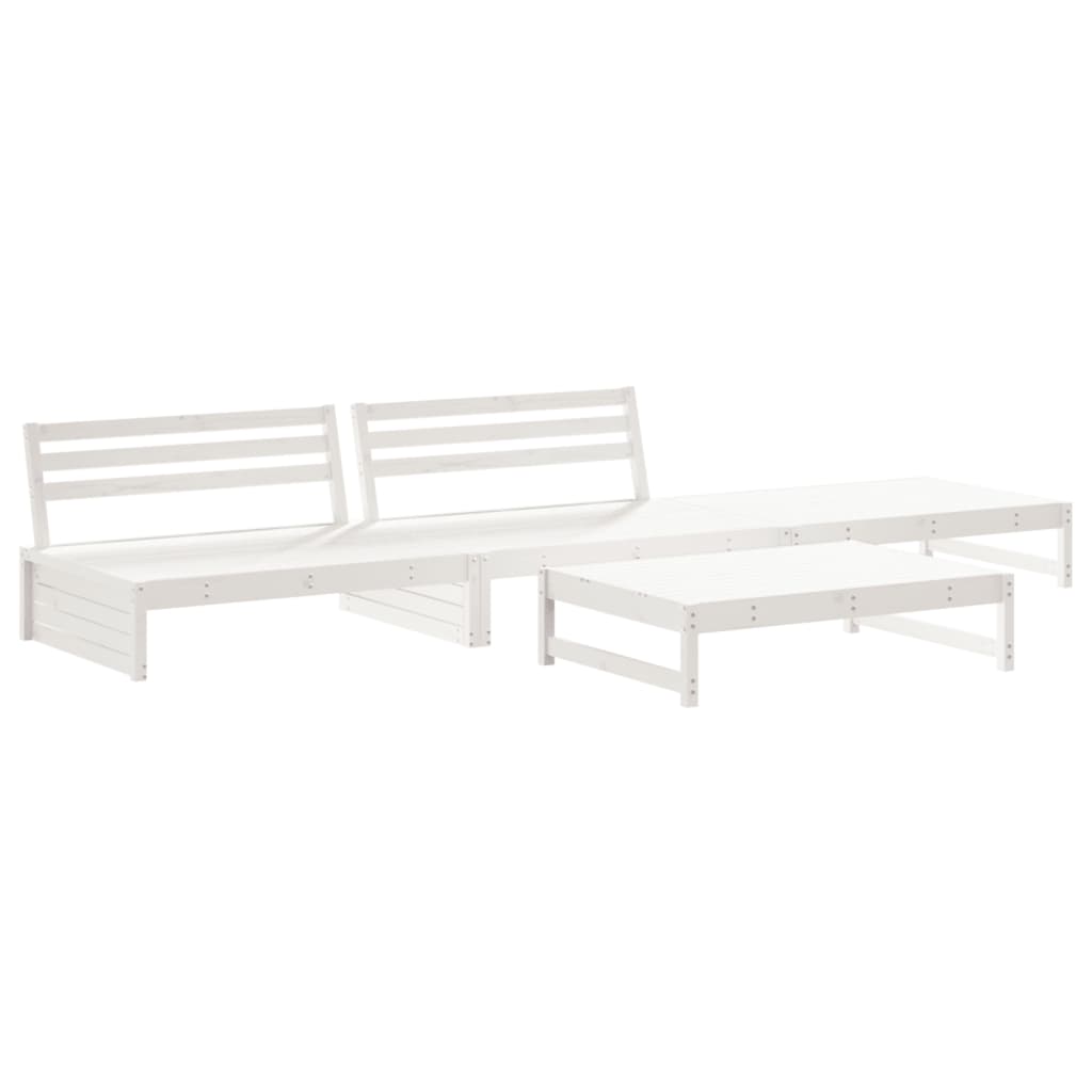 4-delige Loungeset met kussens massief hout wit is nu te koop bij PeponiXL, paradijselijk wonen!