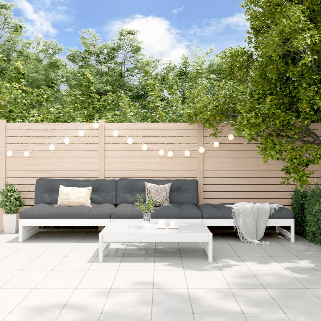 4-delige Loungeset met kussens massief hout wit is nu te koop bij PeponiXL, paradijselijk wonen!