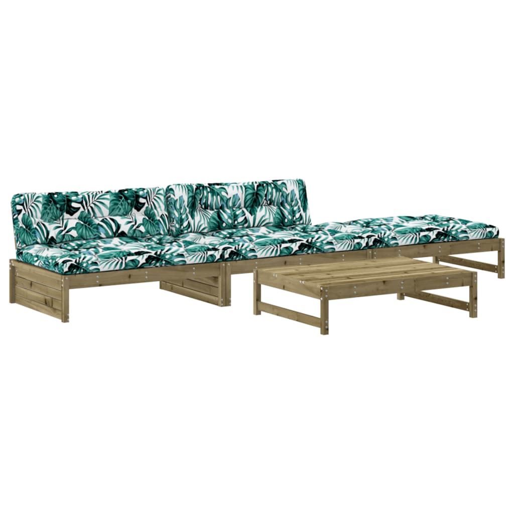 4-delige Loungeset met kussens geïmpregneerd grenenhout is nu te koop bij PeponiXL, paradijselijk wonen!