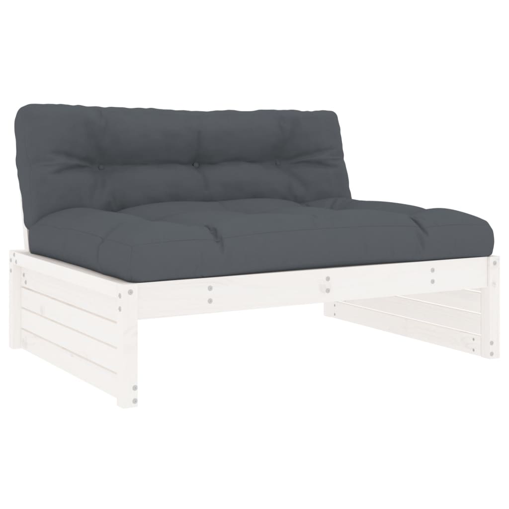 5-delige Loungeset met kussens massief hout wit is nu te koop bij PeponiXL, paradijselijk wonen!