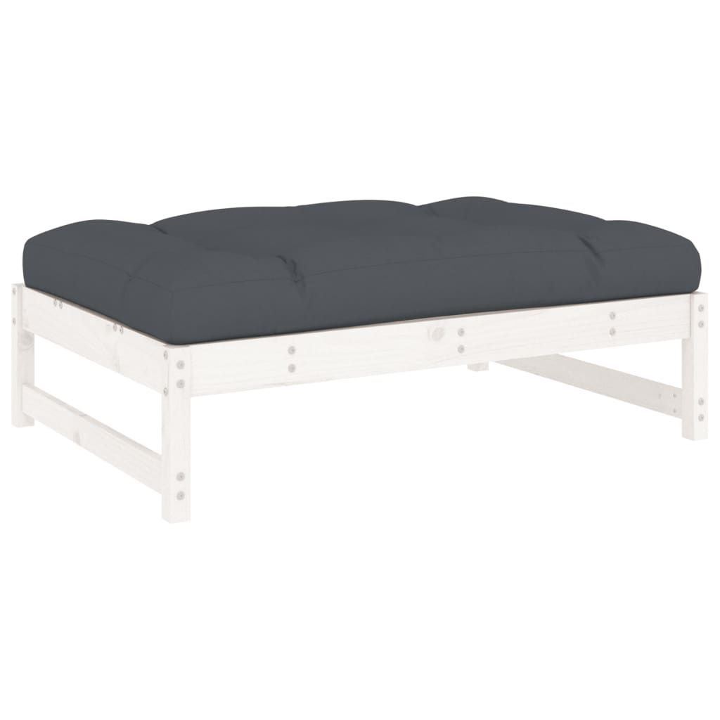 5-delige Loungeset met kussens massief hout wit is nu te koop bij PeponiXL, paradijselijk wonen!