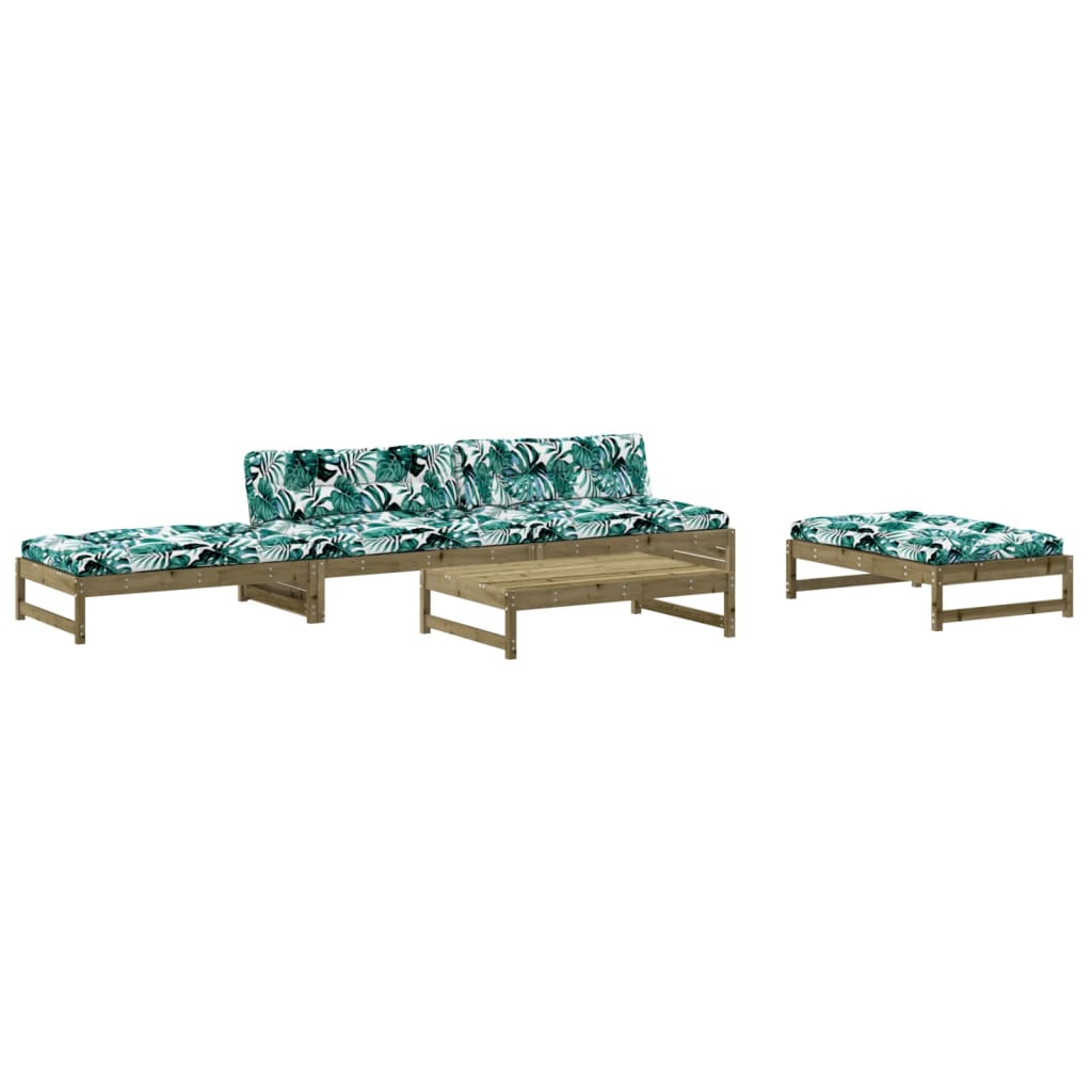 5-delige Loungeset met kussens geïmpregneerd grenenhout is nu te koop bij PeponiXL, paradijselijk wonen!
