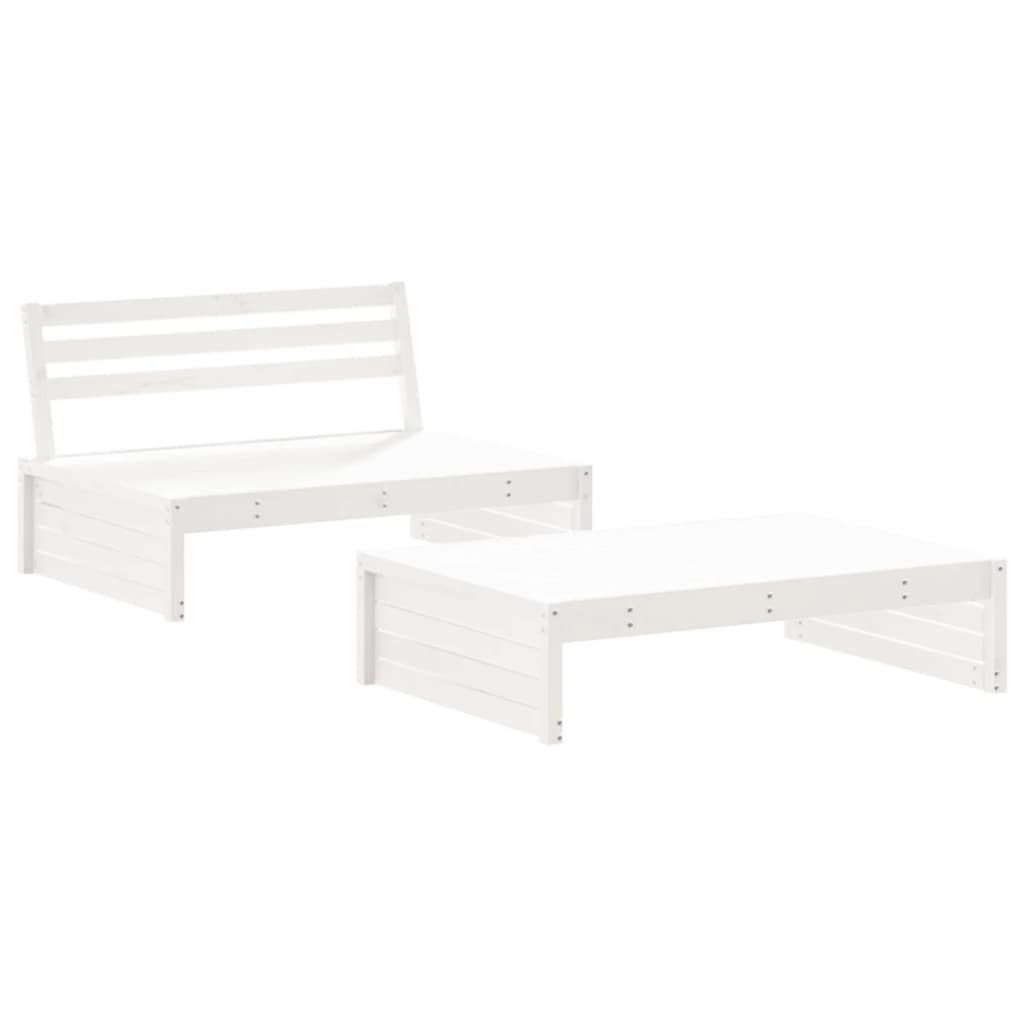 2-delige Loungeset met kussens massief hout wit is nu te koop bij PeponiXL, paradijselijk wonen!