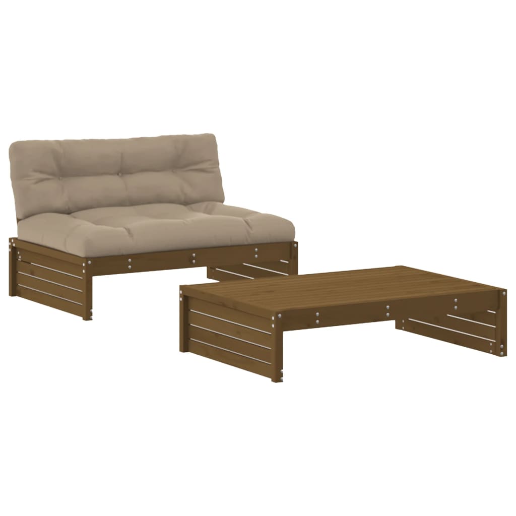 2-delige Loungeset met kussens massief hout honingbruin is nu te koop bij PeponiXL, paradijselijk wonen!