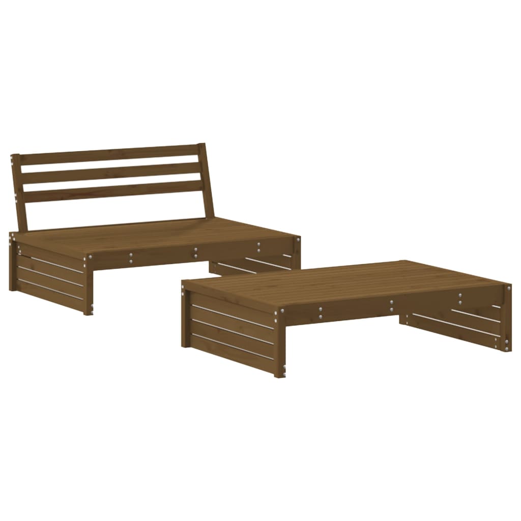 2-delige Loungeset met kussens massief hout honingbruin is nu te koop bij PeponiXL, paradijselijk wonen!
