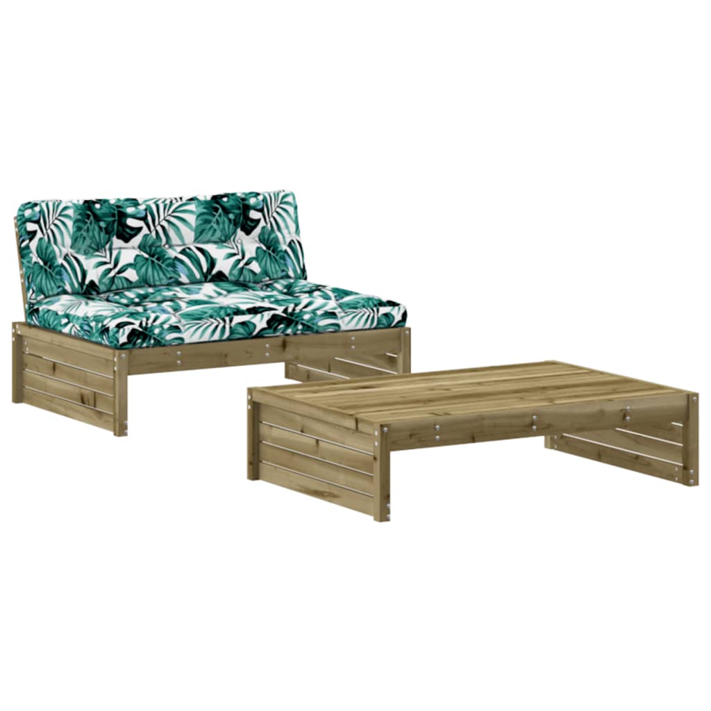 2-delige Loungeset met kussens geïmpregneerd grenenhout is nu te koop bij PeponiXL, paradijselijk wonen!