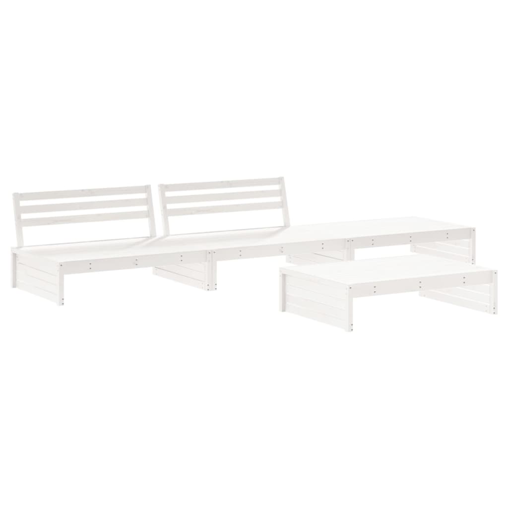 4-delige Loungeset met kussens massief hout wit is nu te koop bij PeponiXL, paradijselijk wonen!