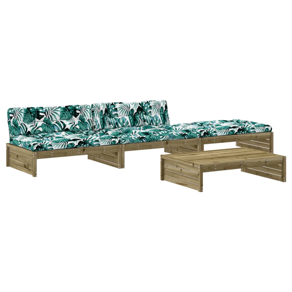 4-delige Loungeset met kussens geïmpregneerd grenenhout is nu te koop bij PeponiXL, paradijselijk wonen!