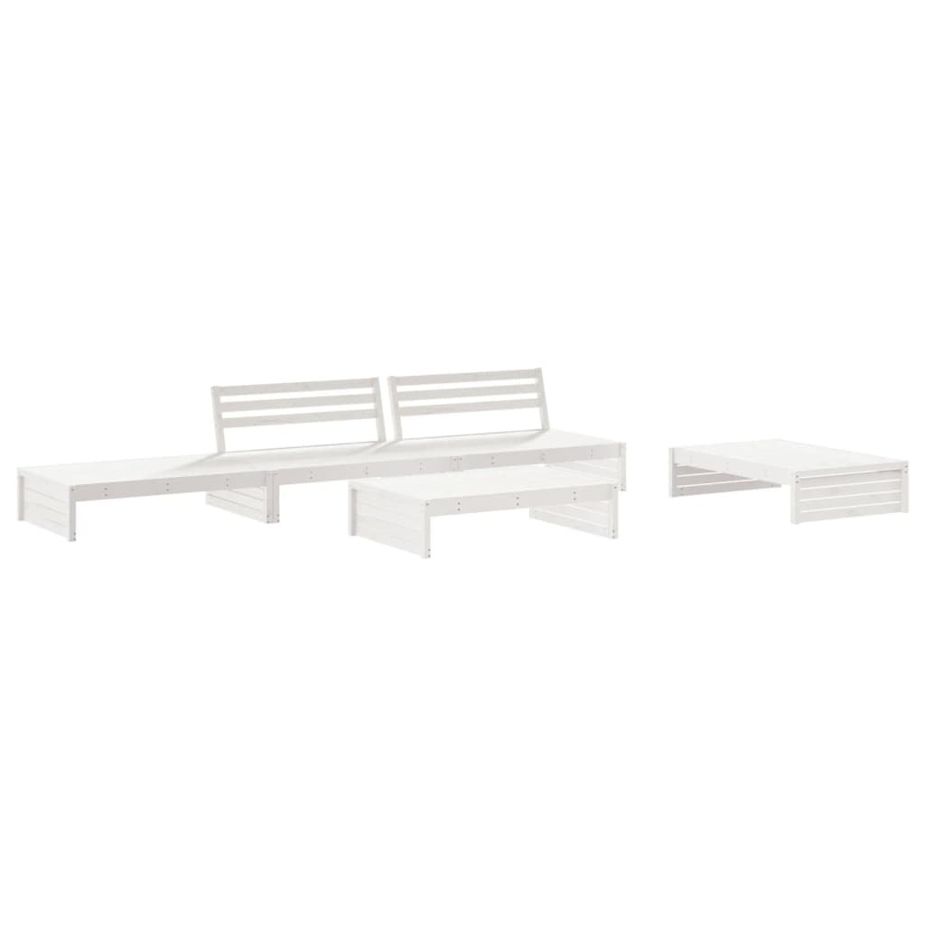 5-delige Loungeset met kussens massief hout wit is nu te koop bij PeponiXL, paradijselijk wonen!