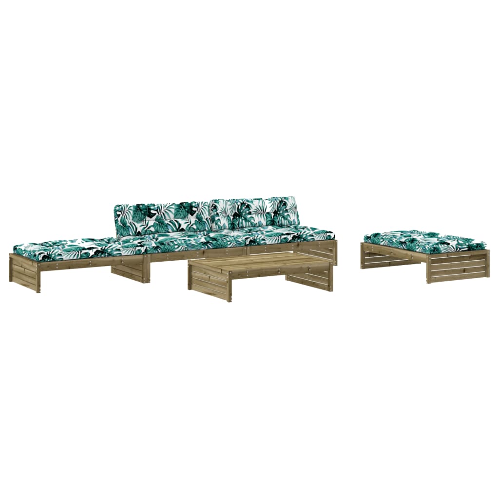 5-delige Loungeset met kussens geïmpregneerd grenenhout is nu te koop bij PeponiXL, paradijselijk wonen!