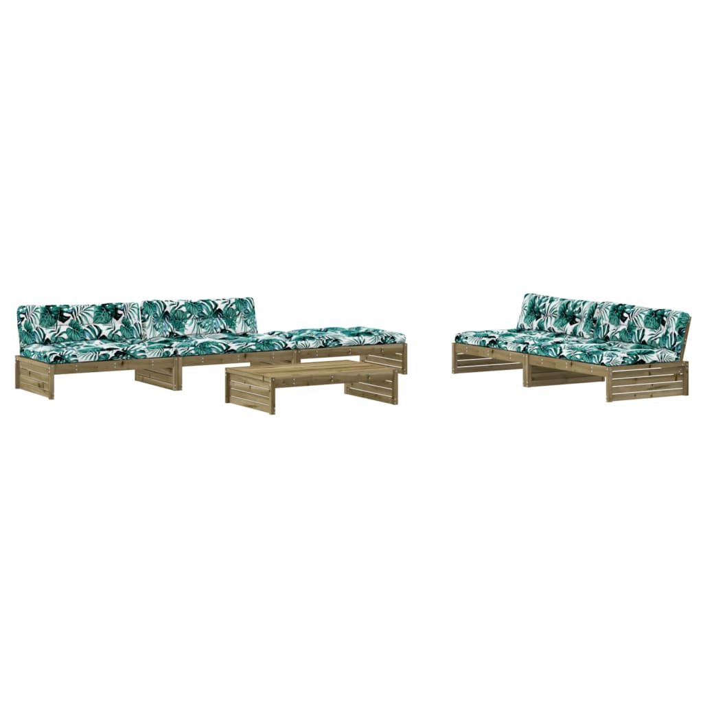 6-delige Loungeset met kussens geïmpregneerd grenenhout is nu te koop bij PeponiXL, paradijselijk wonen!